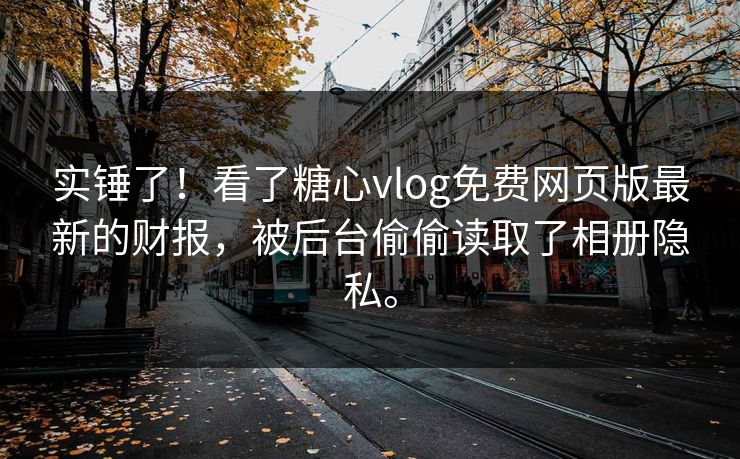 实锤了！看了糖心vlog免费网页版最新的财报，被后台偷偷读取了相册隐私。